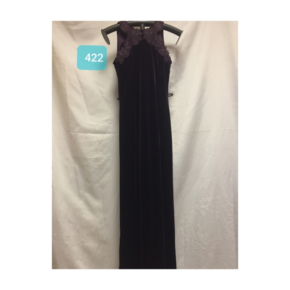 Vintage small 90s purple velvet dress ornate neck